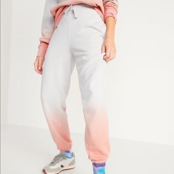 New OLD NAVY Jogger Sweatpants Ombré Tie Dip Dye Ivory Coral Peach Men M Women L - Picture 1 of 5